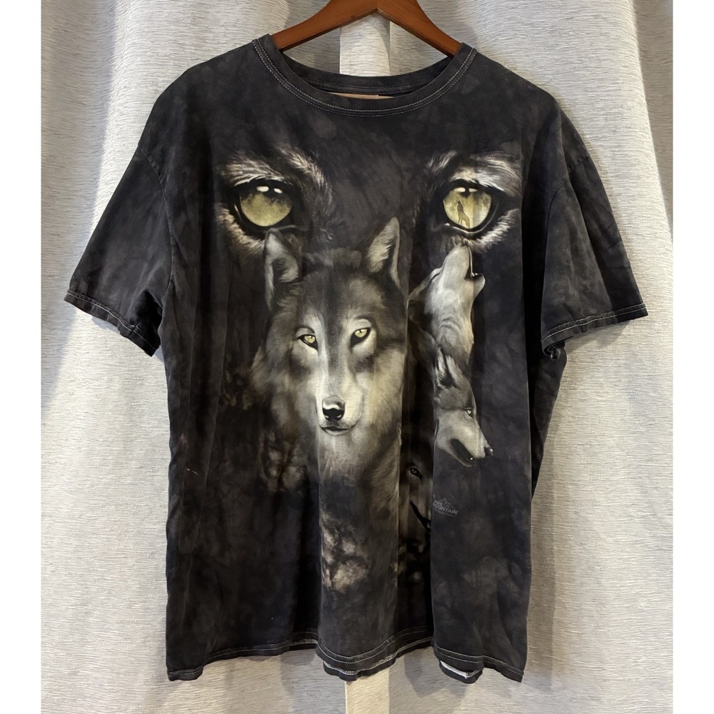 The Mountain 2011 Wolves Wolf Eyes Nature Tie Dye Tee Shirt Size 2XL